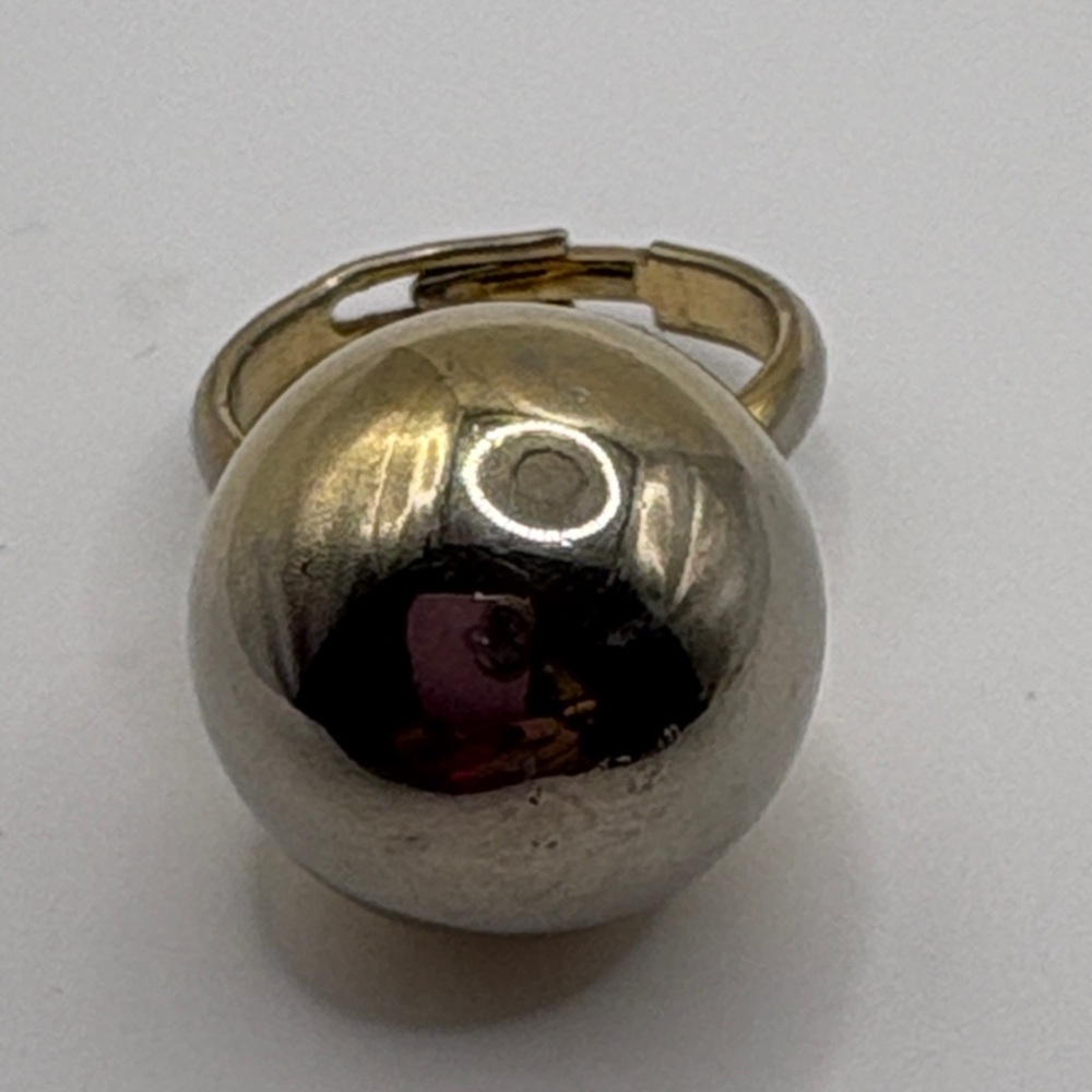 Vintage Minimalist Gold Silver  Women's Ring Size 6 adjustable Ball Ring